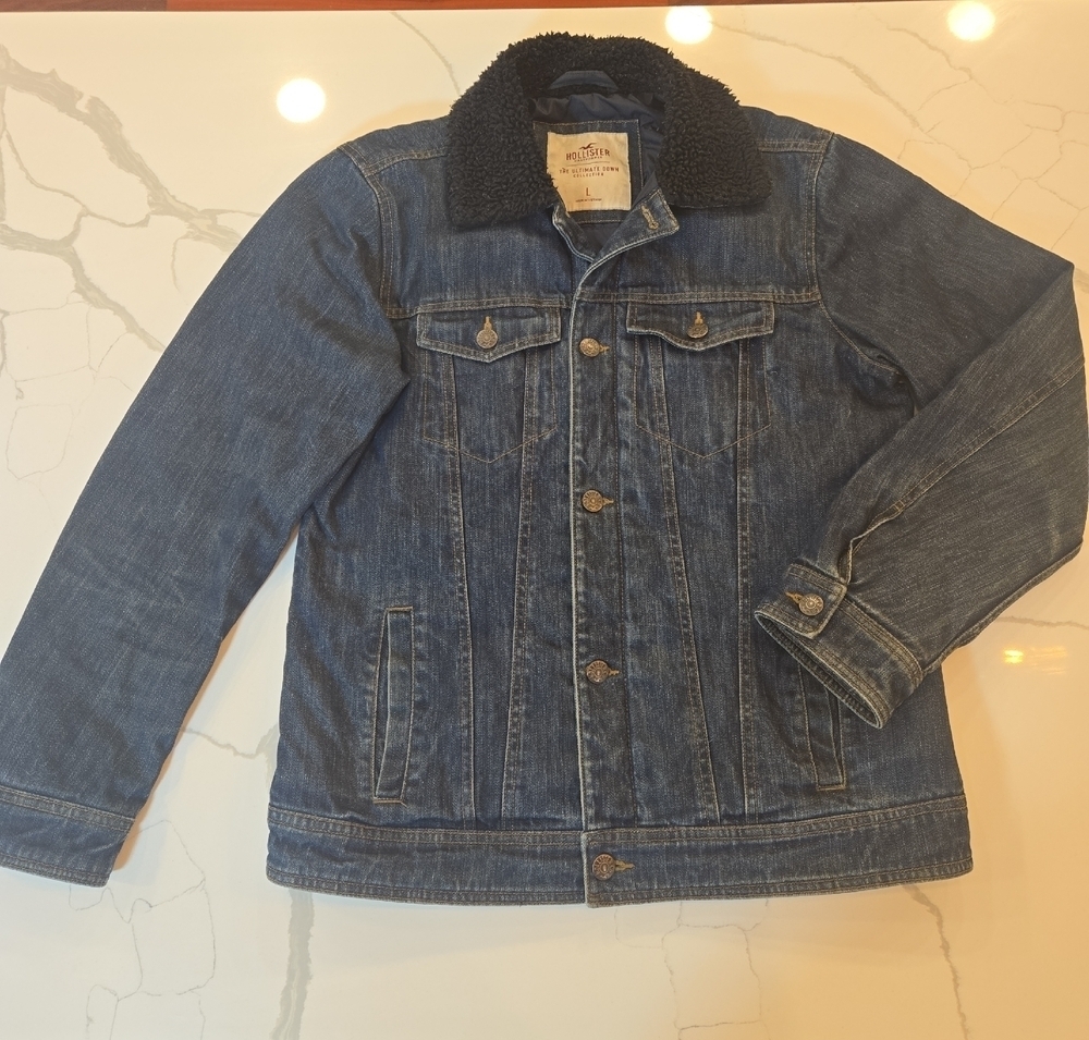 Hollister The Ultimate Down Collection Denim Trucker Jacket Quilted Mens Large